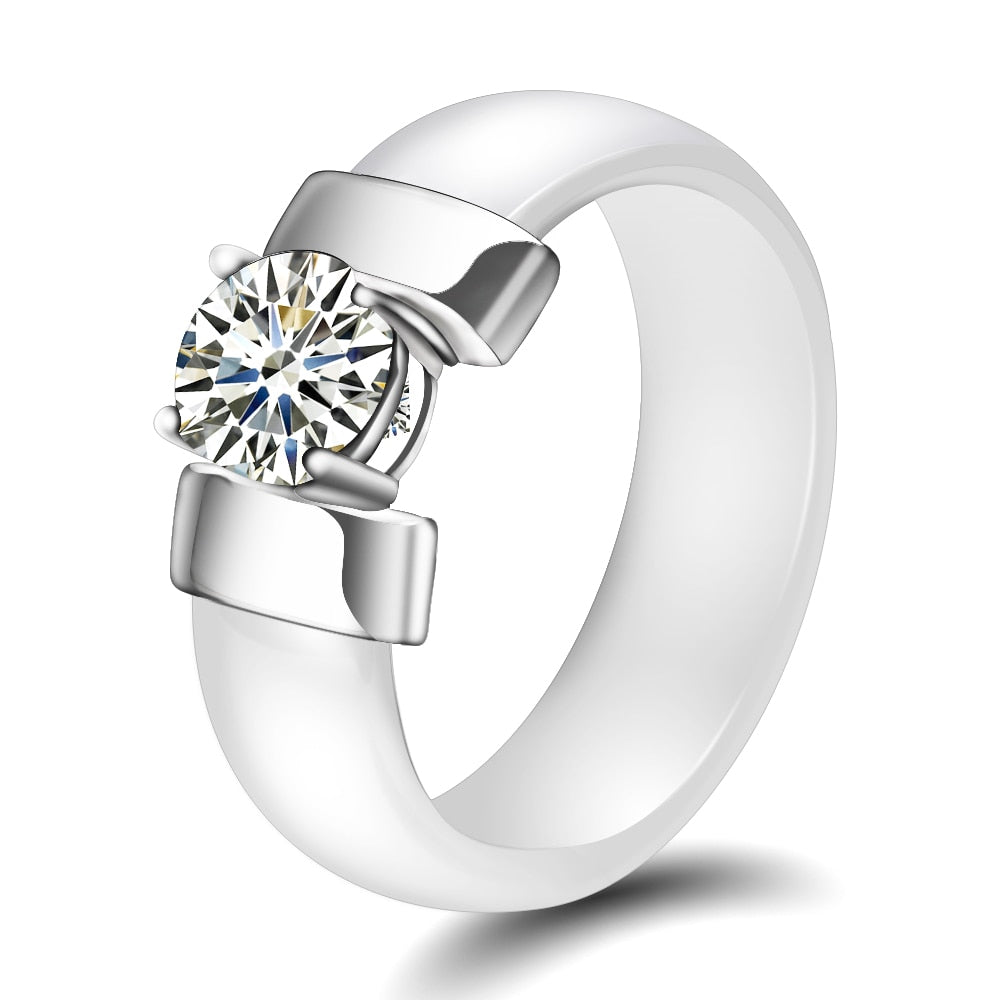 Stylish Ceramic Crystal Ring