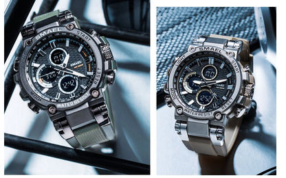 Watch Tactical Digital Large dial Multi functional Alloy Dual Display Waterproof Watch