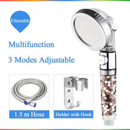 Plastic Silver Shower Head Decorated with Stones