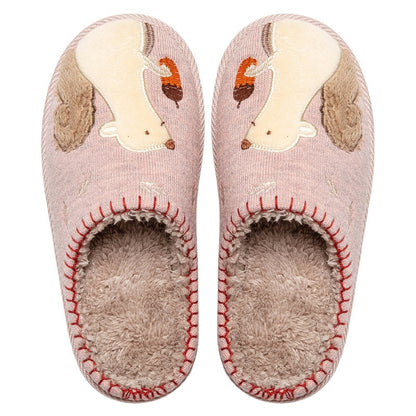 Winter Bear Patterned Warm Slippers for Women