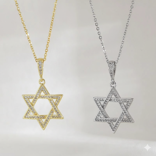 Hollow Hexagonal Pendant Chain Judaica Jewish Jewelry for Men & Women