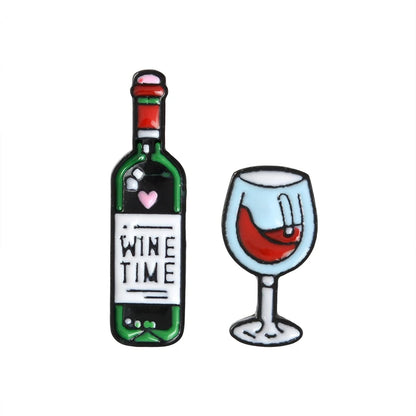 Mini Cute Wine Bottle Goblet Brooches Badges Bag Accessories