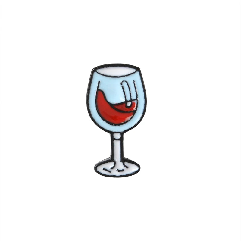 Mini Cute Wine Bottle Goblet Brooches Badges Bag Accessories