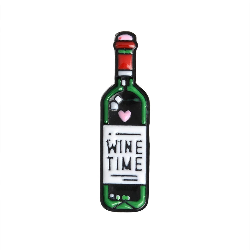 Mini Cute Wine Bottle Goblet Brooches Badges Bag Accessories