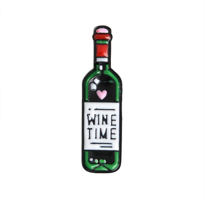 Mini Cute Wine Bottle Goblet Brooches Badges Bag Accessories