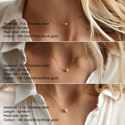 Imitated Pearl Gold Color Layered Chain Jewelry for Women