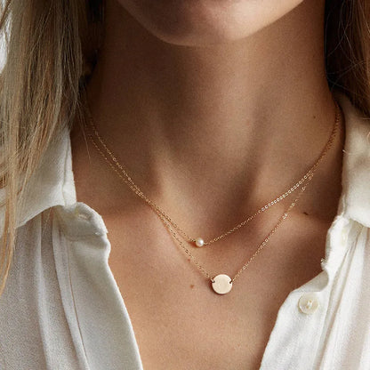 Imitated Pearl Gold Color Layered Chain Jewelry for Women