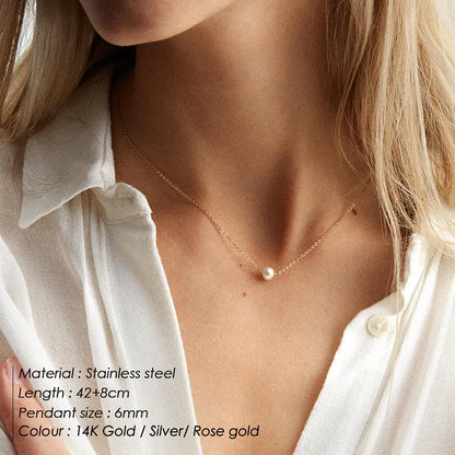 Imitated Pearl Gold Color Layered Chain Jewelry for Women