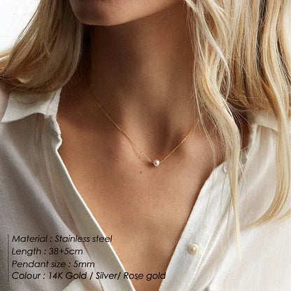 Imitated Pearl Gold Color Layered Chain Jewelry for Women