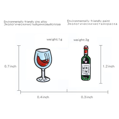 Mini Cute Wine Bottle Goblet Brooches Badges Bag Accessories