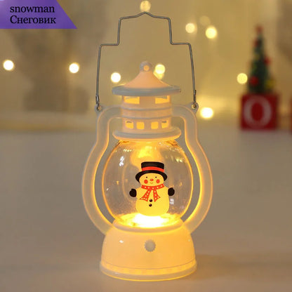 Portable LED Christmas Santa Claus Snowman Lanterns Indoor Decor Lights