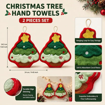Christmas Hanging Hand Towels for Bathroom Christmas Tree Kitchen Towels with Loop
