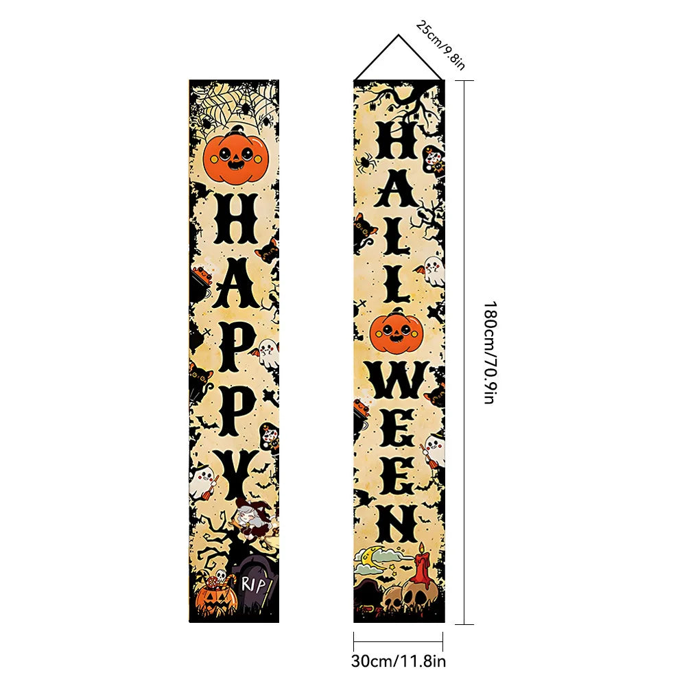 Halloween Carnival Party Decoration  Backdrops Pumpkin Skeleton Pattern Door Curtain