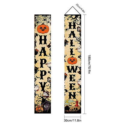 Halloween Carnival Party Decoration  Backdrops Pumpkin Skeleton Pattern Door Curtain