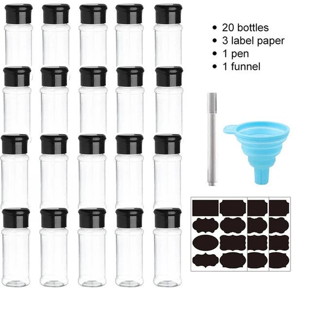 Spices Salt and Pepper Shaker Seasoning Jar spice organizer Plastic Barbecue Condiment Kitchen Gadget Tool