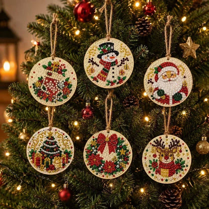 6PCS Pearl Diamond Art Kit for Christmas Hanging Ornaments DIY Adult Crafts Tree Decorations