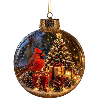 Acrylic Christmas Bell Ornament Decoration 3D Snow Globe Santa Snowman Ball Hanging Xmas Tree Pendant