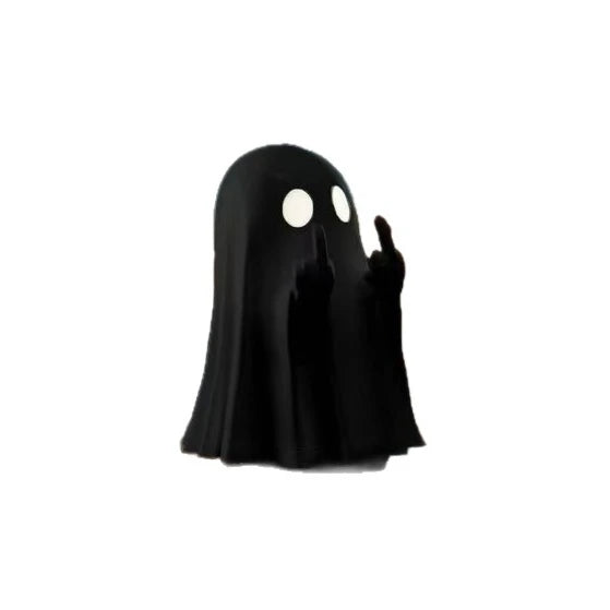 Cute Little Ghost Sitting on A Shelf Reading A Book with Flickering Ornament