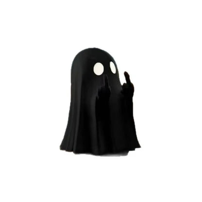 Cute Little Ghost Sitting on A Shelf Reading A Book with Flickering Ornament