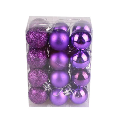 24pcs 3cm Glitter Christmas Ball Ornament Hanging Bauble Ball
