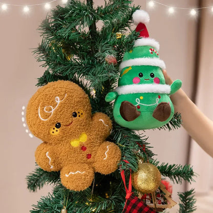 Cute Santa Claus & Elk Snowman Gingerbread Man Plush Toys Stuffed Animal Doll