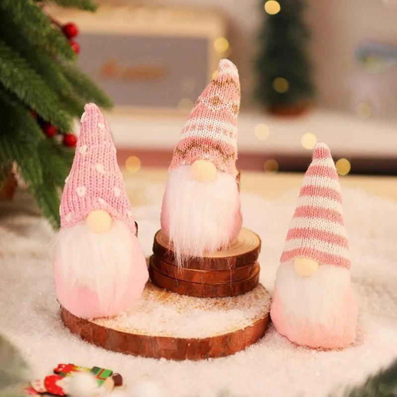 3pcs Christmas Hanging Decorations, Swedish Handmade Plush Santa Elves