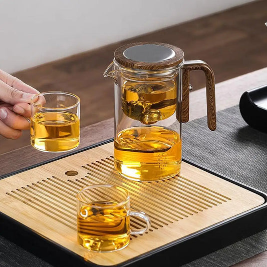 One-Click Magnetic Switch Tea Separation Filtration Glass Tea Pot