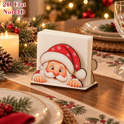 Santa Claus Wooden Napkin Holder Christmas Table Decor Desktop Tissue Storage Rack
