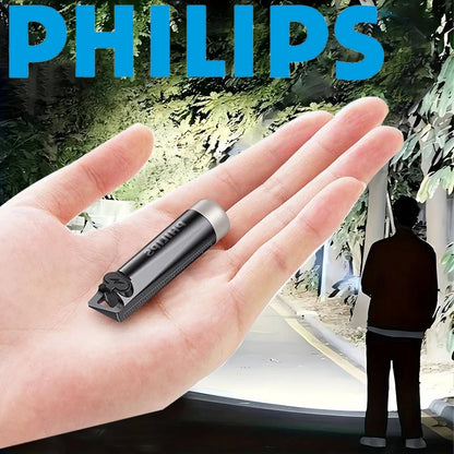 PHILIPS 2025 NEW SFL1121 EDC Flashlight LED Rechargeable Mini EDC Keychain Flashlights Camping Lamp For Hiking Self Defense