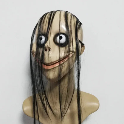Halloween Horror with Long Hair Cosplay Female Ghost Mask