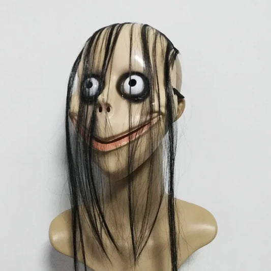 Halloween Horror with Long Hair Cosplay Female Ghost Mask
