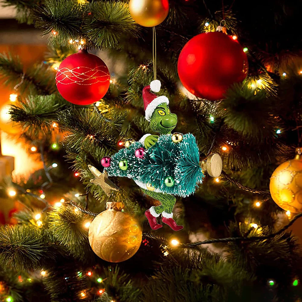 2D Acrylic Christmas Tree Green Monsters Ornaments Cute Green Monsters Christmas Tree
