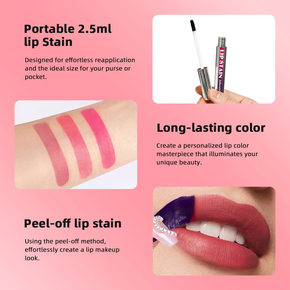 Peel Off Lip Stain Reveal Long Lasting Waterproof Pink Lip