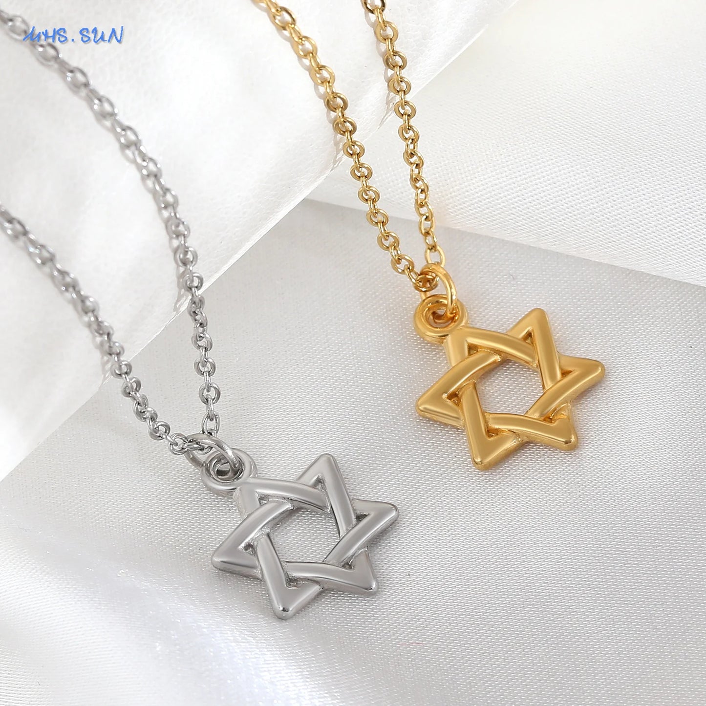 Hollow Hexagonal Pendant Chain Judaica Jewish Jewelry for Men & Women