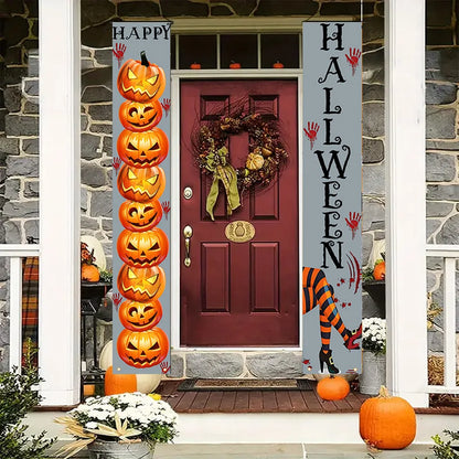 Halloween Carnival Party Decoration  Backdrops Pumpkin Skeleton Pattern Door Curtain