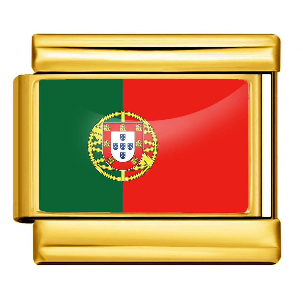 9mm Gold Color World National Flag DIY Jewelry