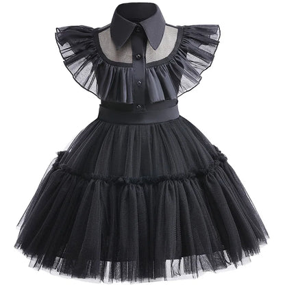Halloween  Cosplay Costume 0-6-year-old Baby Fashion Hollow lace princess dress carnival girls black evening dress