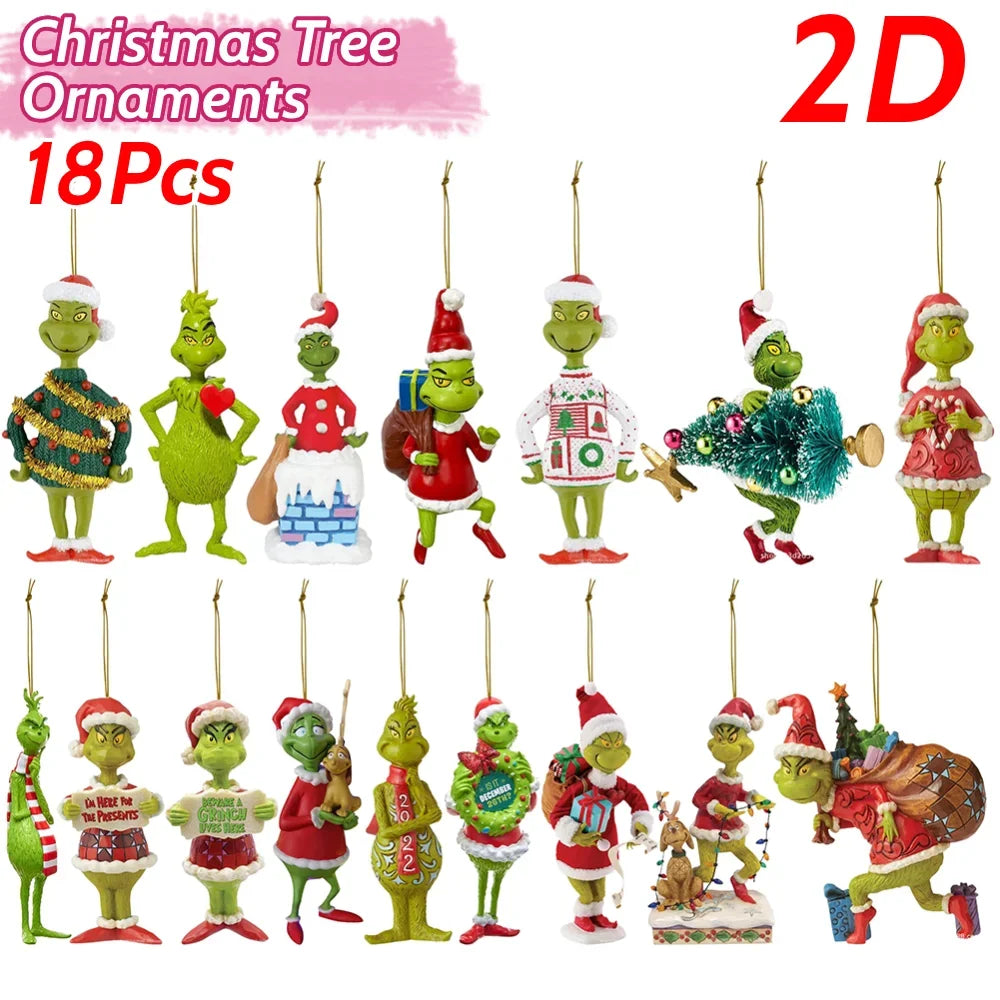2D Acrylic Christmas Tree Green Monsters Ornaments Cute Green Monsters Christmas Tree