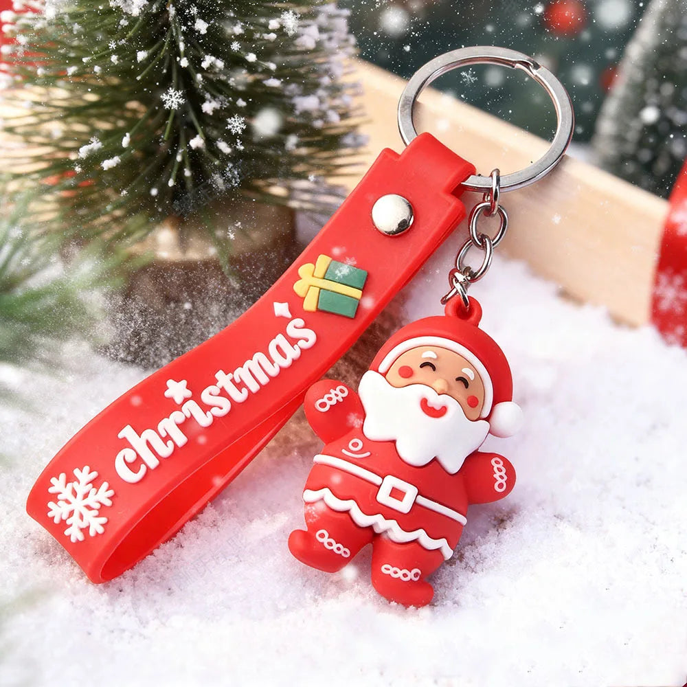 Christmas Tree Keychain Cartoon Silicone Snowman Keyring