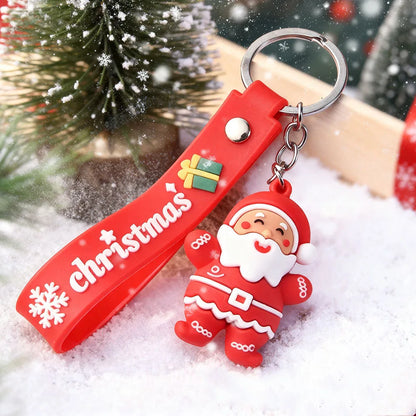 Christmas Tree Keychain Cartoon Silicone Snowman Keyring