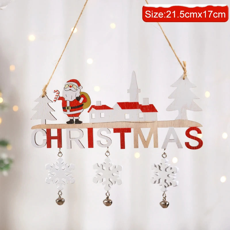 Gnome Santa Claus Wooden Hanging Ornament 2024 Merry Christmas Decoration