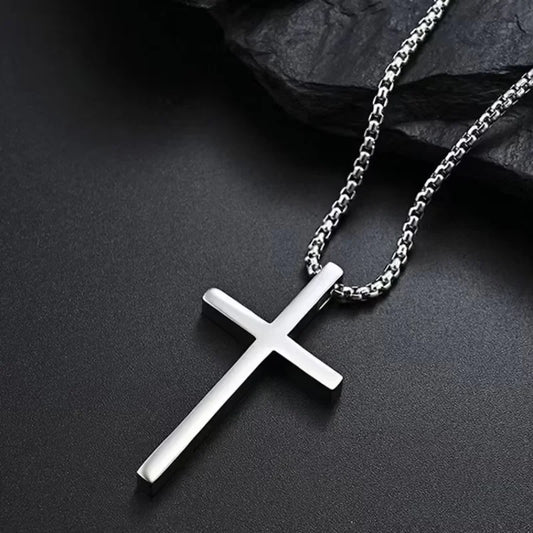 Silver Plain Cross Pendant Collar Hiphop Punk Jewelry Gift