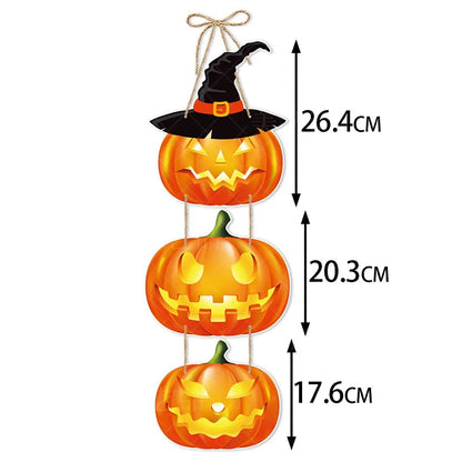 Halloween Paper Hanging Sign Spooky Pumpkin Witch Ghost Front Door Hanger