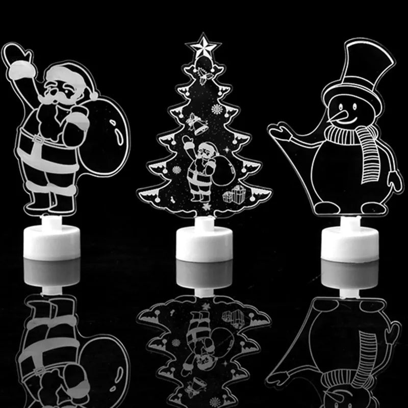 LED Mini Night Lights Colorful Flashing Lights Snowman Lamp Christmas Ornament