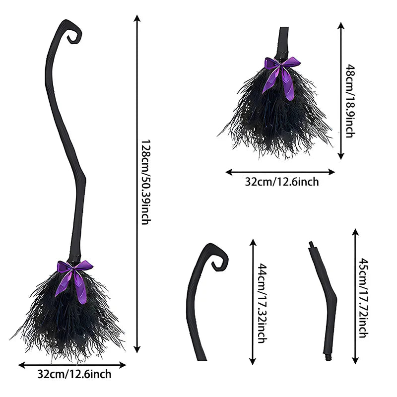 Halloween Witch Broom Decorations Magic Plastic Scary Prop