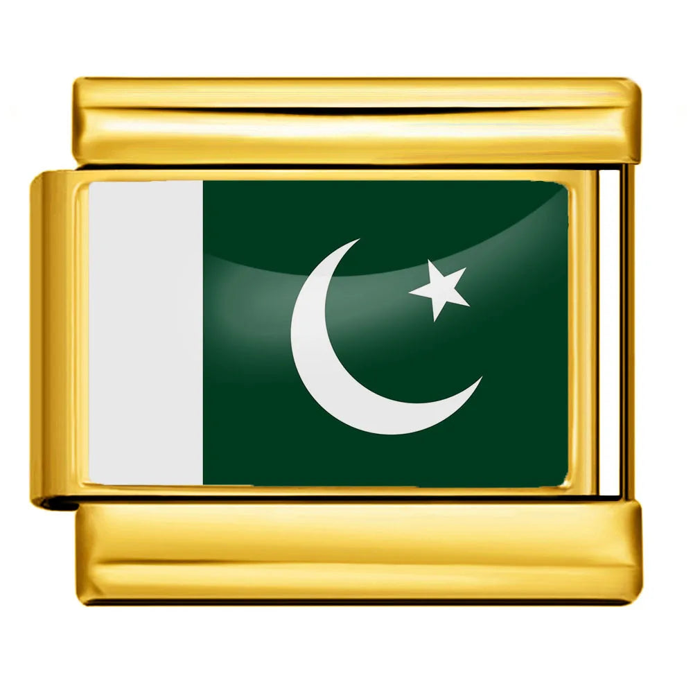 9mm Gold Color World National Flag DIY Jewelry