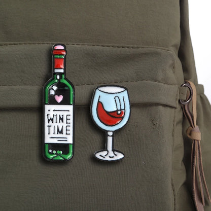 Mini Cute Wine Bottle Goblet Brooches Badges Bag Accessories