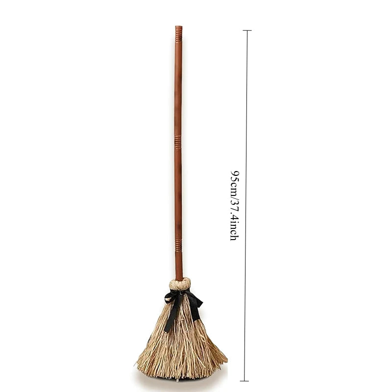 Halloween Floating Witch Broom with Witch Hat Haunted Dancing Moving Prop with Ghost