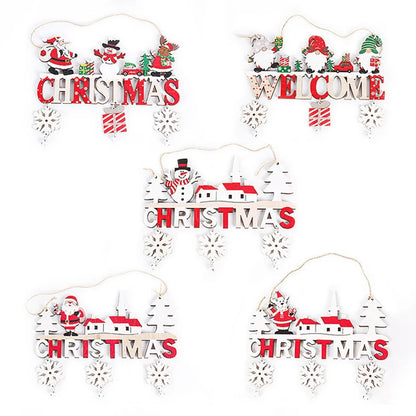 Gnome Santa Claus Wooden Hanging Ornament 2024 Merry Christmas Decoration