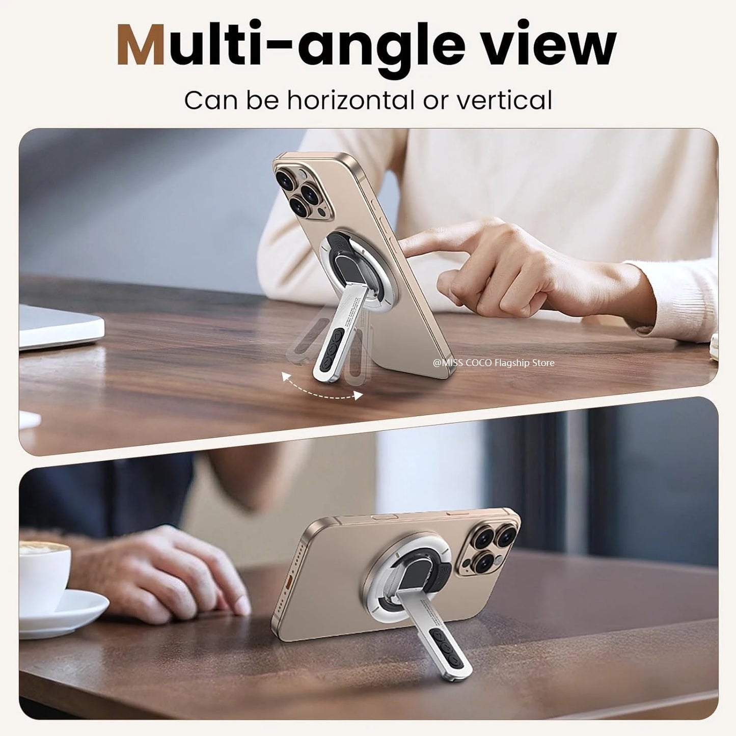 Multi-Function Phone Ring Holder 360° Rotating Desktop Stand
